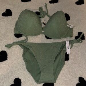 PINK Victoria's Secret Green Bikini